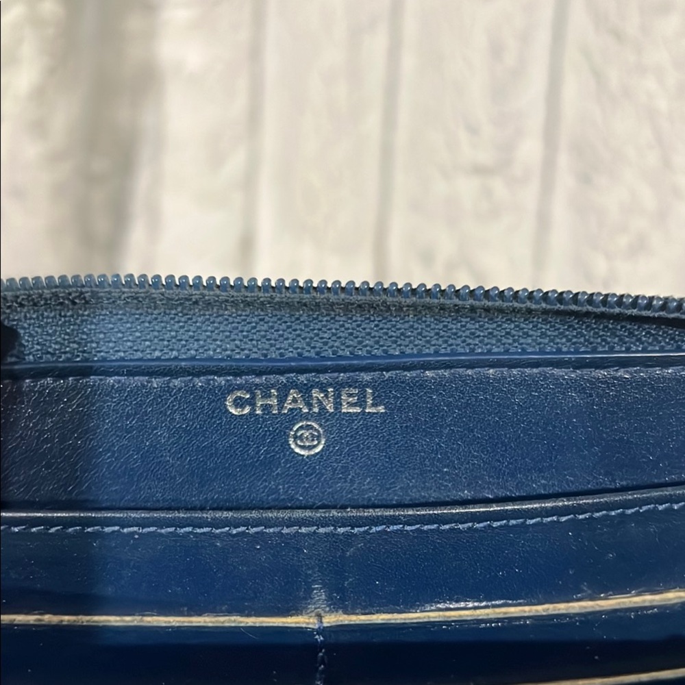 Authentic Chanel Blue Embossed Leather Wallet - Picture 4 of 14